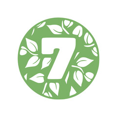Number 7 natural hand drawn glyph icon. Seven symbol vector clip art
