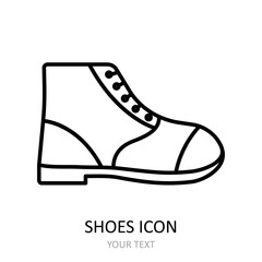 Vector illustration with shoes icon - boots. Outline drawing.