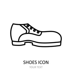 Vector illustration with shoes icon - derby. Outline drawing.