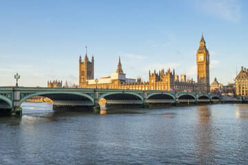 Big Ben and Westminster bridge in London, United Kingdom