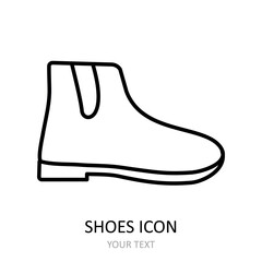 Vector illustration with shoes icon. Outline drawing.