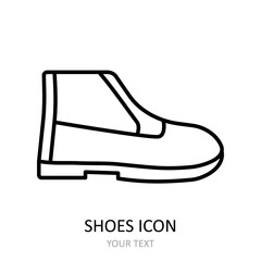 Vector illustration with shoes icon. Outline drawing.
