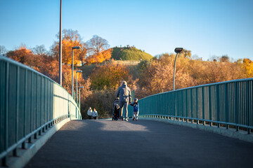 Scenic pathway to Krakus Mound in autumn colors
