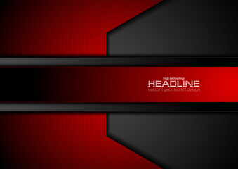 Red and black geometric abstract technology background. Vector design