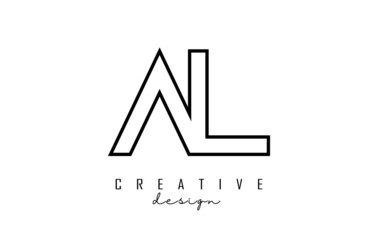 Outline AL letters logo with a minimalist design. Geometric letter logo.