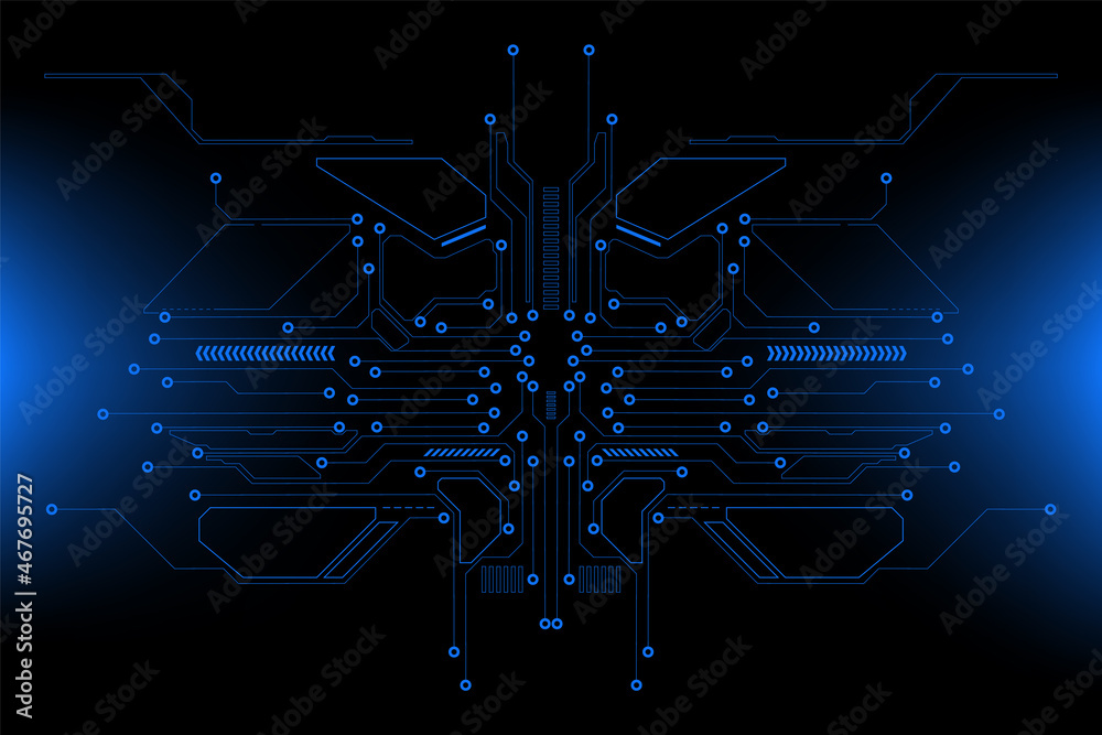 Leinwandbilder uturistic abstract circuit board trace processor unit texture illustration design. Gathering electronic line communication technology system background