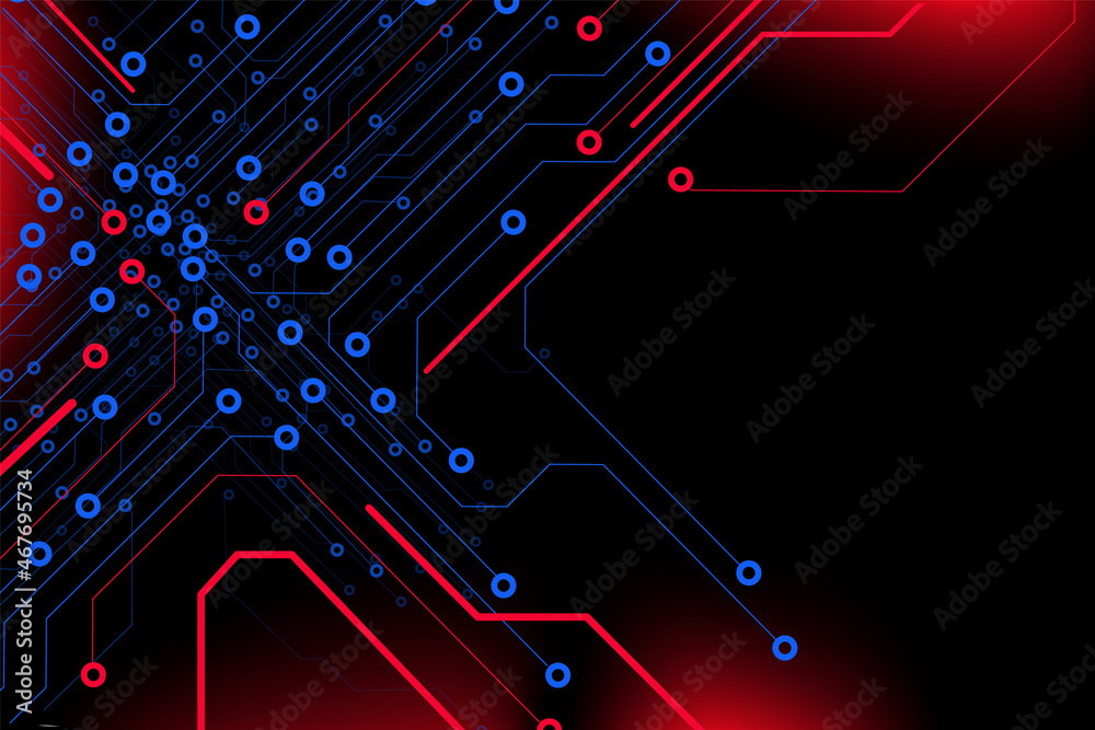 Aufkleber abstract red blue line circuit board infographic concept vector background