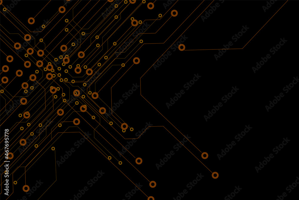 Poster Circuit Board Modern Color Theme Digital Technology Vector Background. PCB Trace Scheme Data System Illustration Abstract Design