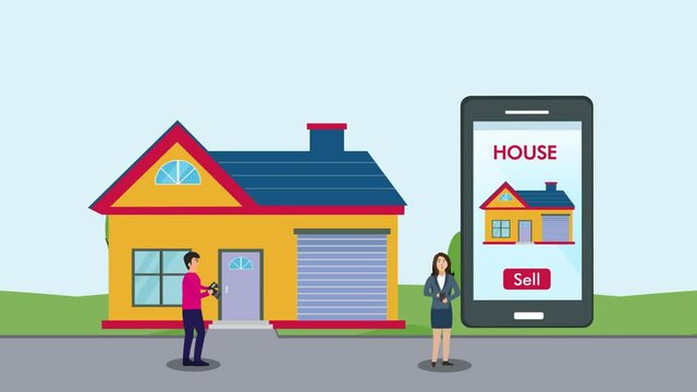 Realtor selling a house on the mobile phone apps