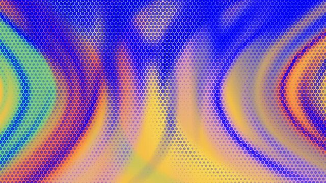 Abstract of colourful texture in flow motion with hexagon shapes. Loopable motion animation.