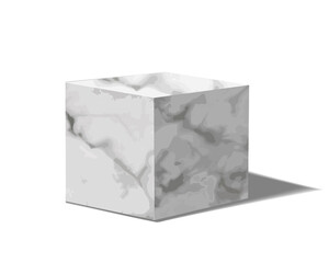 Marble cube Element for design. 3D realistic gray marble texture on white background.