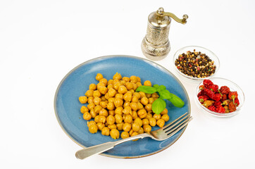 the Vegetarian meals. Boiled chickpeas. Studio Photo