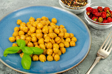 the Vegetarian meals. Boiled chickpeas. Studio Photo