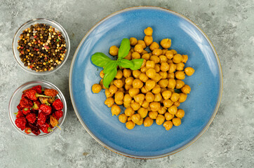 the Vegetarian meals. Boiled chickpeas. Studio Photo