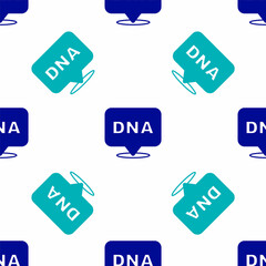 Blue DNA symbol icon isolated seamless pattern on white background. Vector