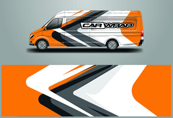 Car Wrap Van Design Vector. Graphic Background designs for vehicle Company livery and cargo