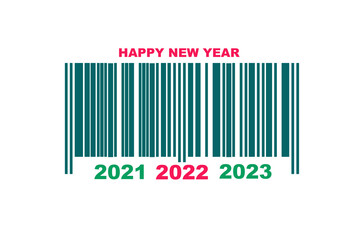 2021.2022.2023. Numbers and barcode isolated on white background. Concept for the coming of the New Year 2022.
