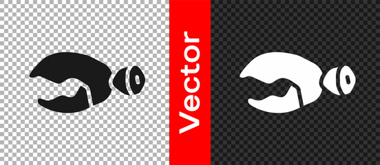 Black Lobster or crab claw icon isolated on transparent background. Vector