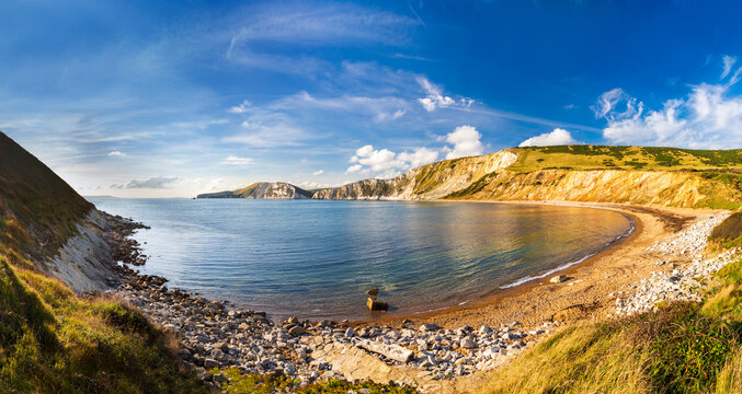 Coloured sands on the beach and cliffs at Worbarrow Bay