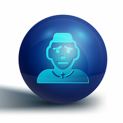 Blue Priest icon isolated on white background. Blue circle button. Vector