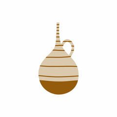 Vector flat ceramic vase, isolated for flowers on a white background. Natural colors simple style.