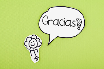 Gracias, thank you in Spanish language, speaking languages concept