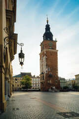 The ancient Town Hall Tower, located on Karkow's main square, Poland.
