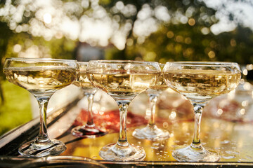 Table set for an event party or wedding reception. Banquet table design
