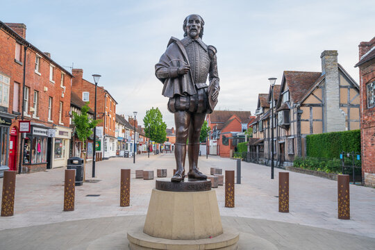 Stratford upon Avon,England-June,2021: William Shakespeare, statue by James Butler and John Bird