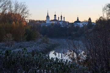 Autumn dawn in Suzdal. The Golden Ring of Russia