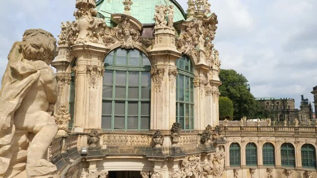 Zwinger Museum in Dresden Germany, details. Travel and sights of city breaks. landmarks, travel guide Europe