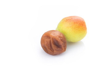 Fresh green plum and preserved green plum