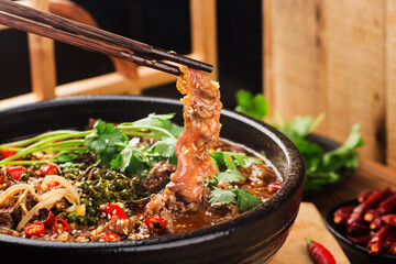 Boiled beef with Chinese Sichuan cuisine