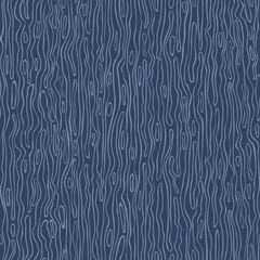 Seamless vector  pattern with wavy line texture on blue background. Simple curve stripe wallpaper design. Decorative material fashion textile.