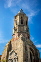 Fototapeta premium Scenery street perspective from Oostende, Belgium. Lovely summer day, walking in the city, perfect moment for travel photography