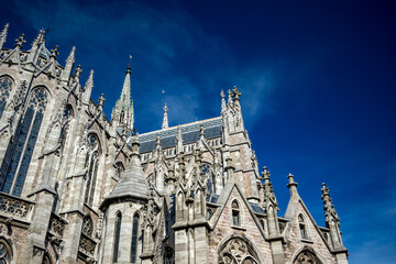 Fototapeta premium Low angle partial view of the cathedral of Oostende, Belgium