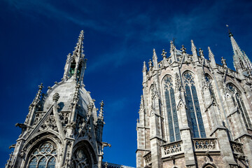 Fototapeta premium Scenery street perspective from Oostende, Belgium. Lovely summer day, walking in the city, perfect moment for travel photography