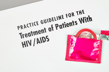 Naklejka na ściany i meble Practice guideline for the treatment of patients HIV/AIDS with condom.