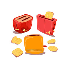 Hand drawn bread toaster set