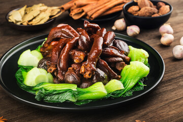 Chinese food: a plate of braised goose paw