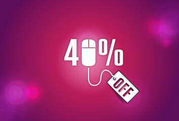 40% 40 % Off Sale discount text on red pink background