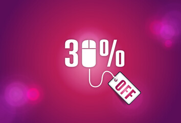 30% Off Sale discount text on red pink background price tag
