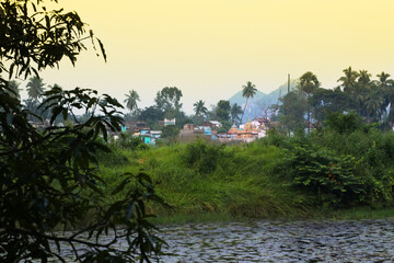 Obraz premium sunset over the river