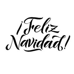 Merry Christmas Spanish Calligraphy. Lettering Design. Greeting Card Design on White Background