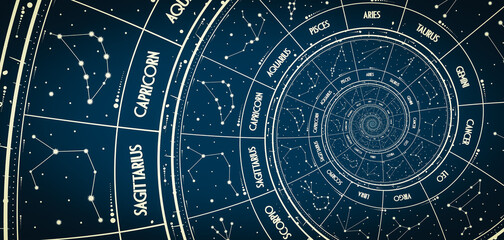 Droste effect background. Abstract design for concepts related to astrology and fantasy.