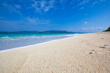 Fototapeta na wymiar White sand on a Japanese beach