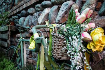 vintage bicycle with flowers