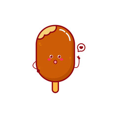 Cute funny ice cream currency character. Vector hand drawn cartoon mascot character illustration icon. Isolated on white background. summer character concept