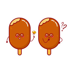 Cute funny ice cream currency character. Vector hand drawn cartoon mascot character illustration icon. Isolated on white background. summer character concept