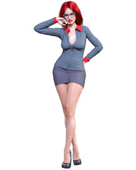 Fototapeta premium Sexy woman red hair office secretary.